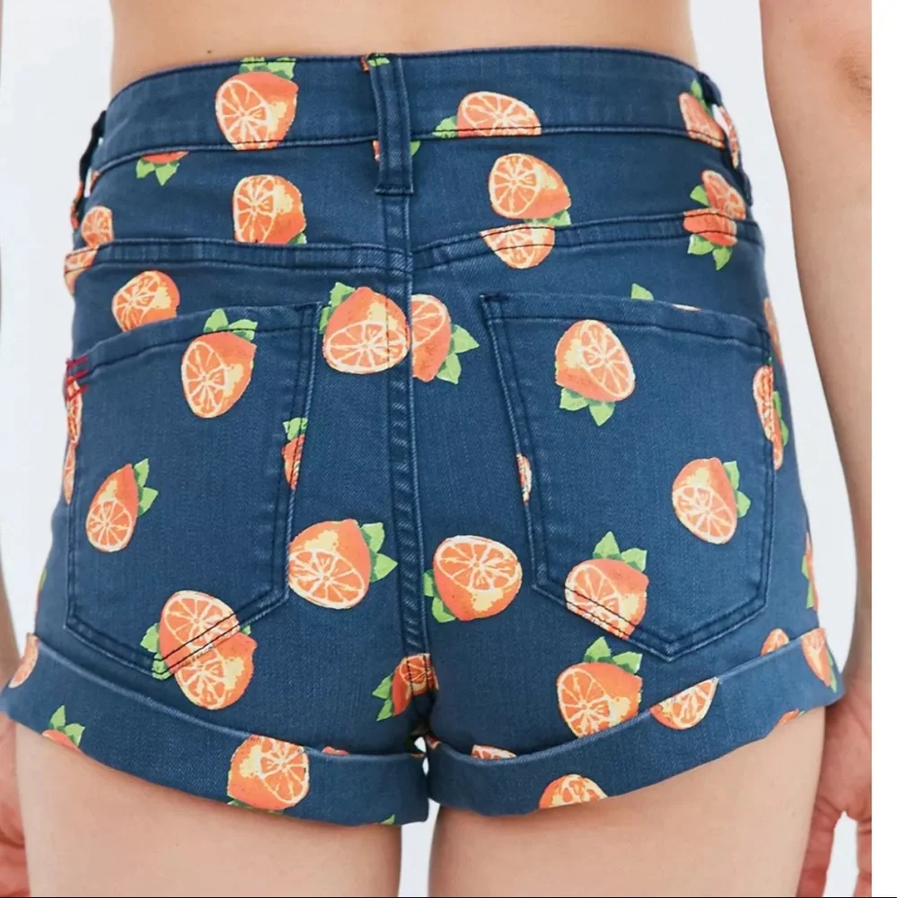 BDG Denim Urban Outfitters SoldOut Super High Waisted Shorts button fly Orange - Picture 3 of 10